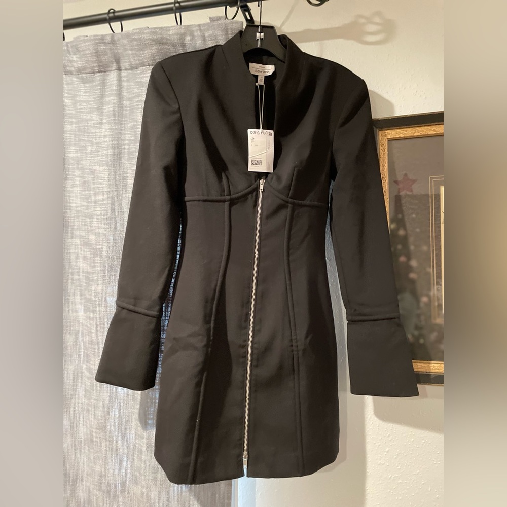 NWT- & Other Stories Black Fitted Zip Front Bustier Dress - size 2